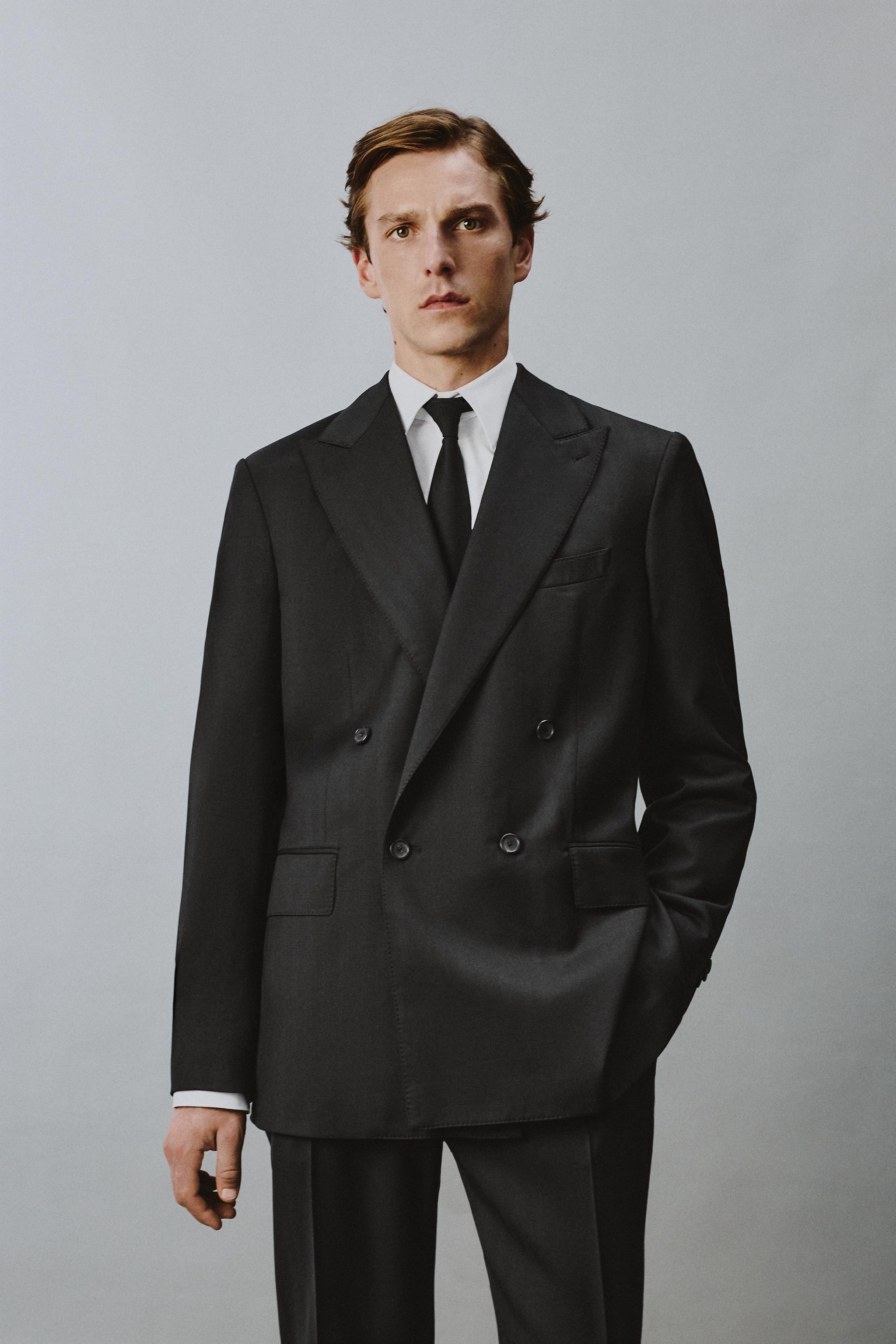 100% WOOL DOUBLE BREASTED SUIT BLAZER
